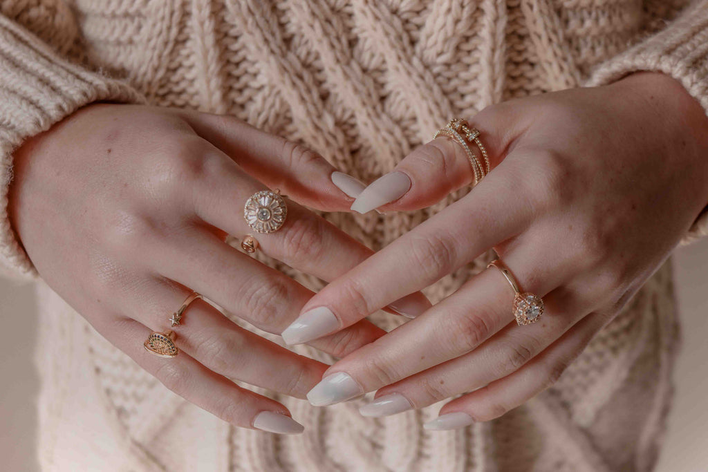KYLIE S925 Sterling Silver Beaded Ring (GOLD)