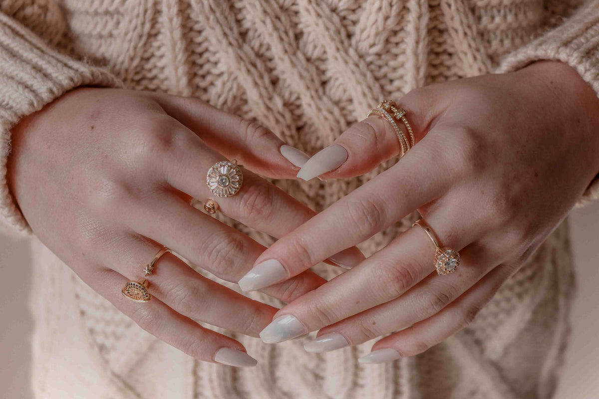 KYLIE S925 Sterling Silver Beaded Ring (GOLD)