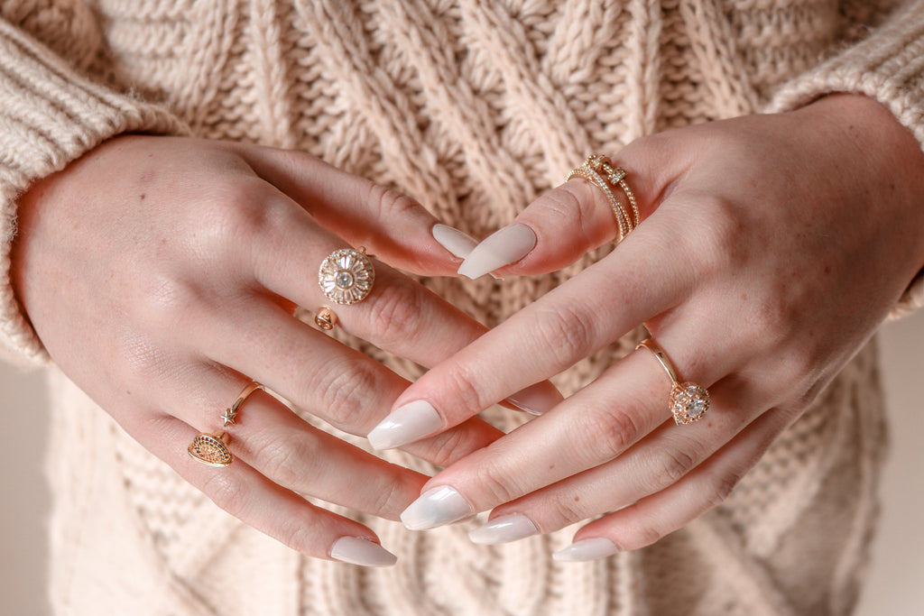 KYLIE S925 Sterling Silver Beaded Ring (GOLD)