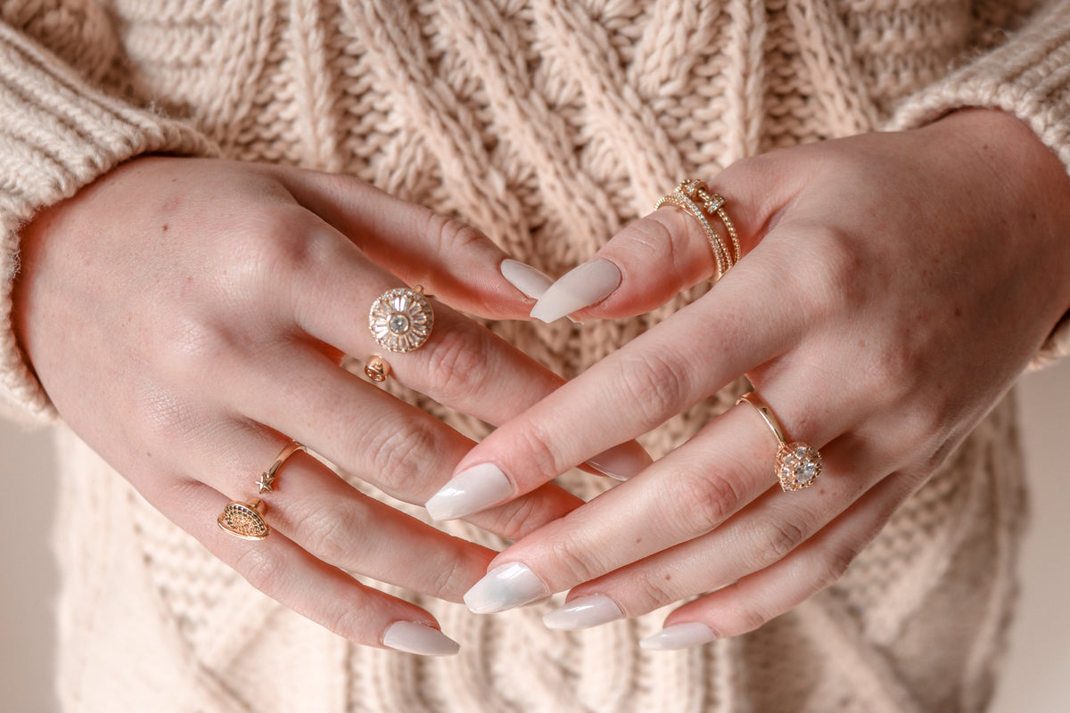 KYLIE S925 Sterling Silver Beaded Ring (GOLD)