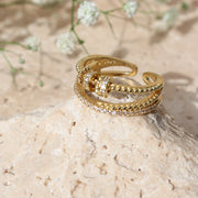 KYLIE S925 Sterling Silver Beaded Ring (GOLD)