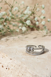 KYLIE S925 Sterling Silver Beaded Ring (SILVER)