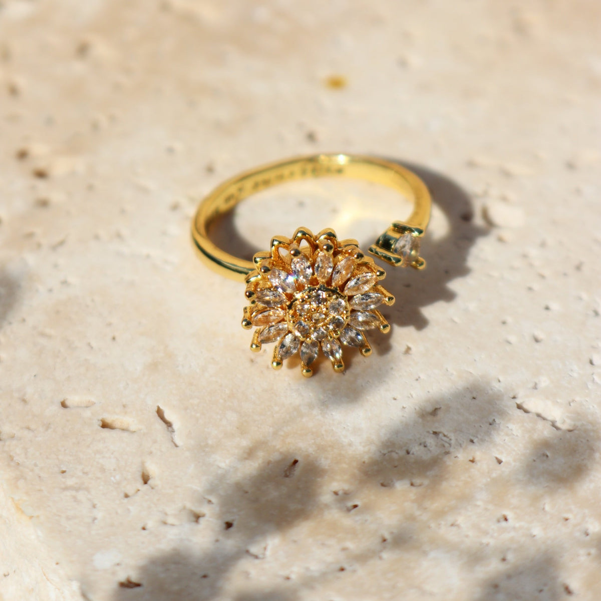 GLORIA - S925 Sterling Silver Sunflower Spinner Ring