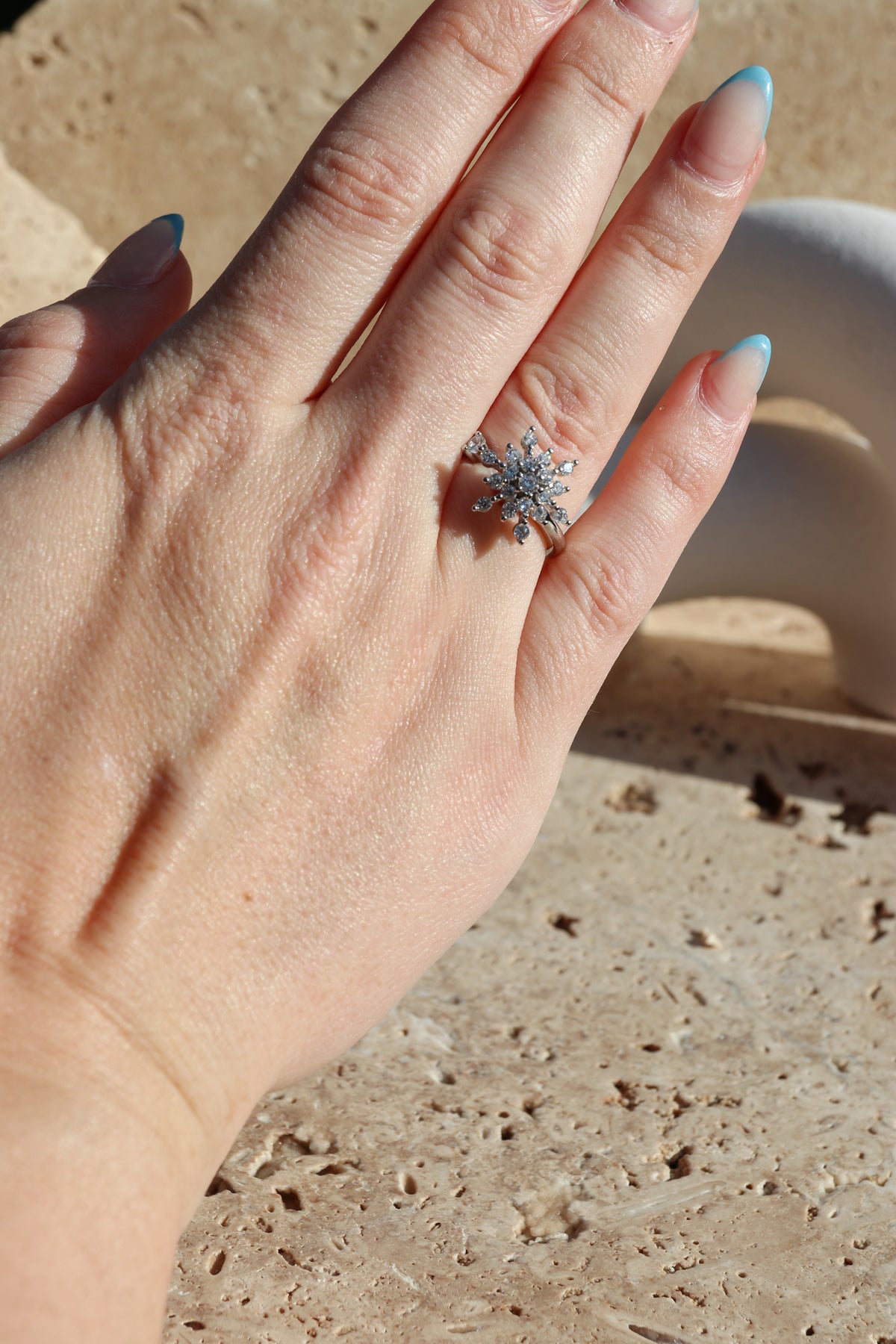 CHLOE -  Crystal Flower Spinner Ring