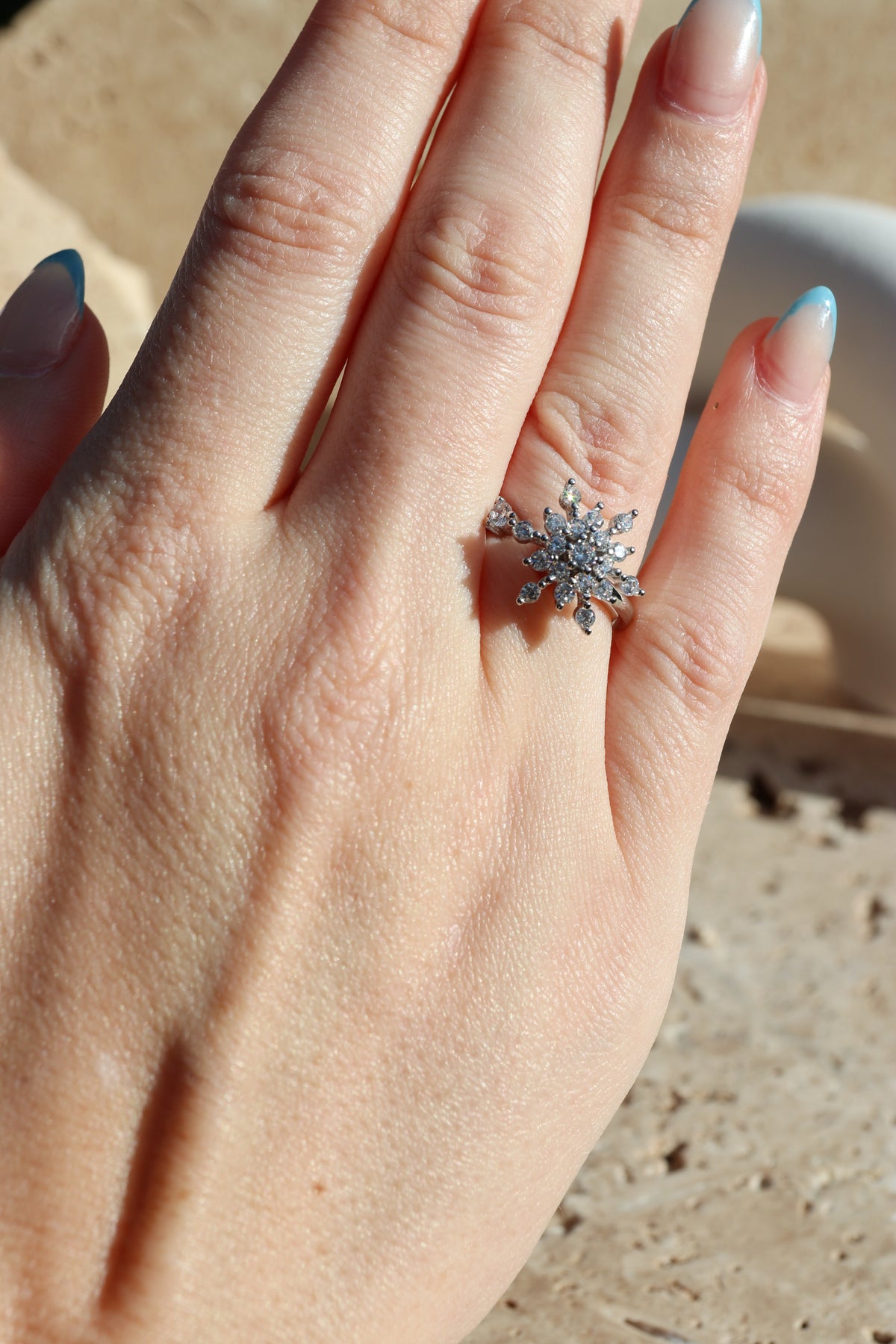 CHLOE -  Crystal Flower Spinner Ring