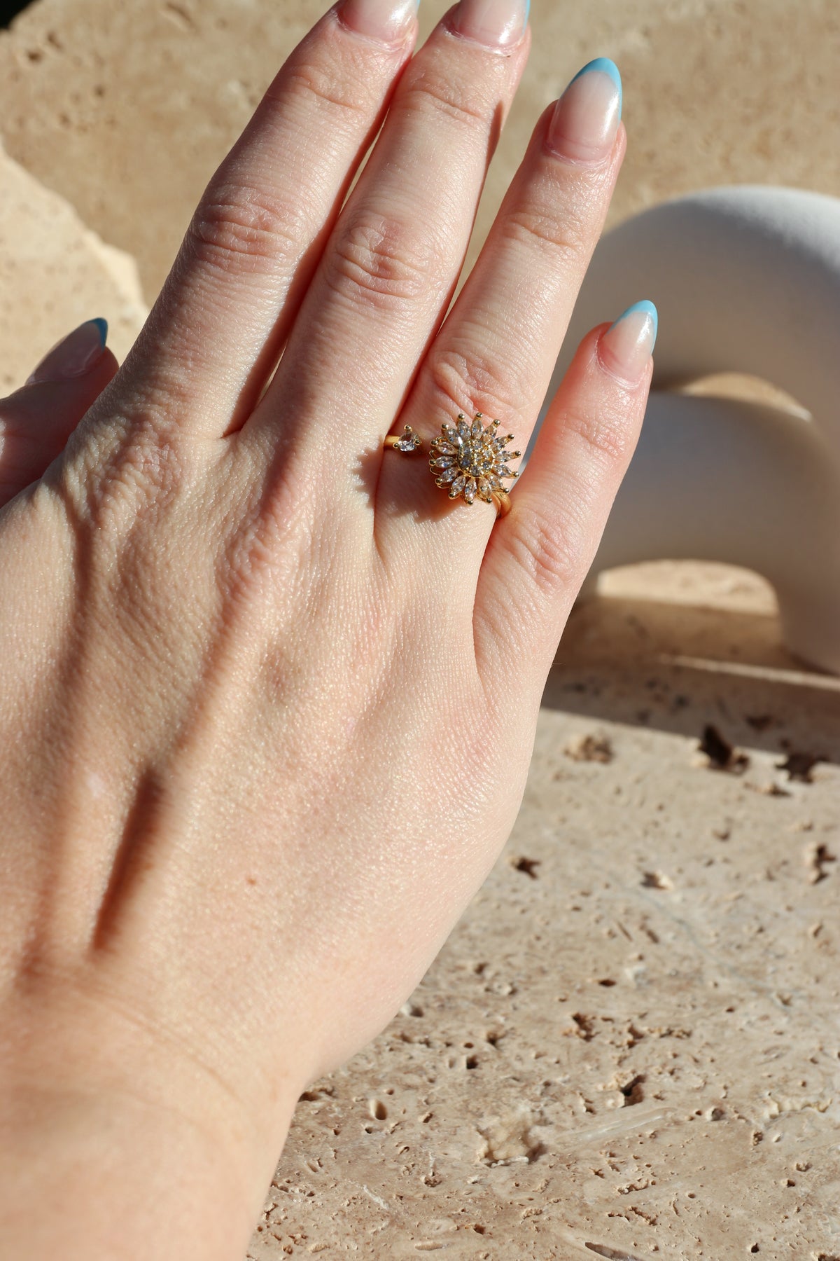 GLORIA - S925 Sterling Silver Sunflower Spinner Ring