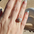 925 Sterling Silver Floral Pearl Spinner Ring
