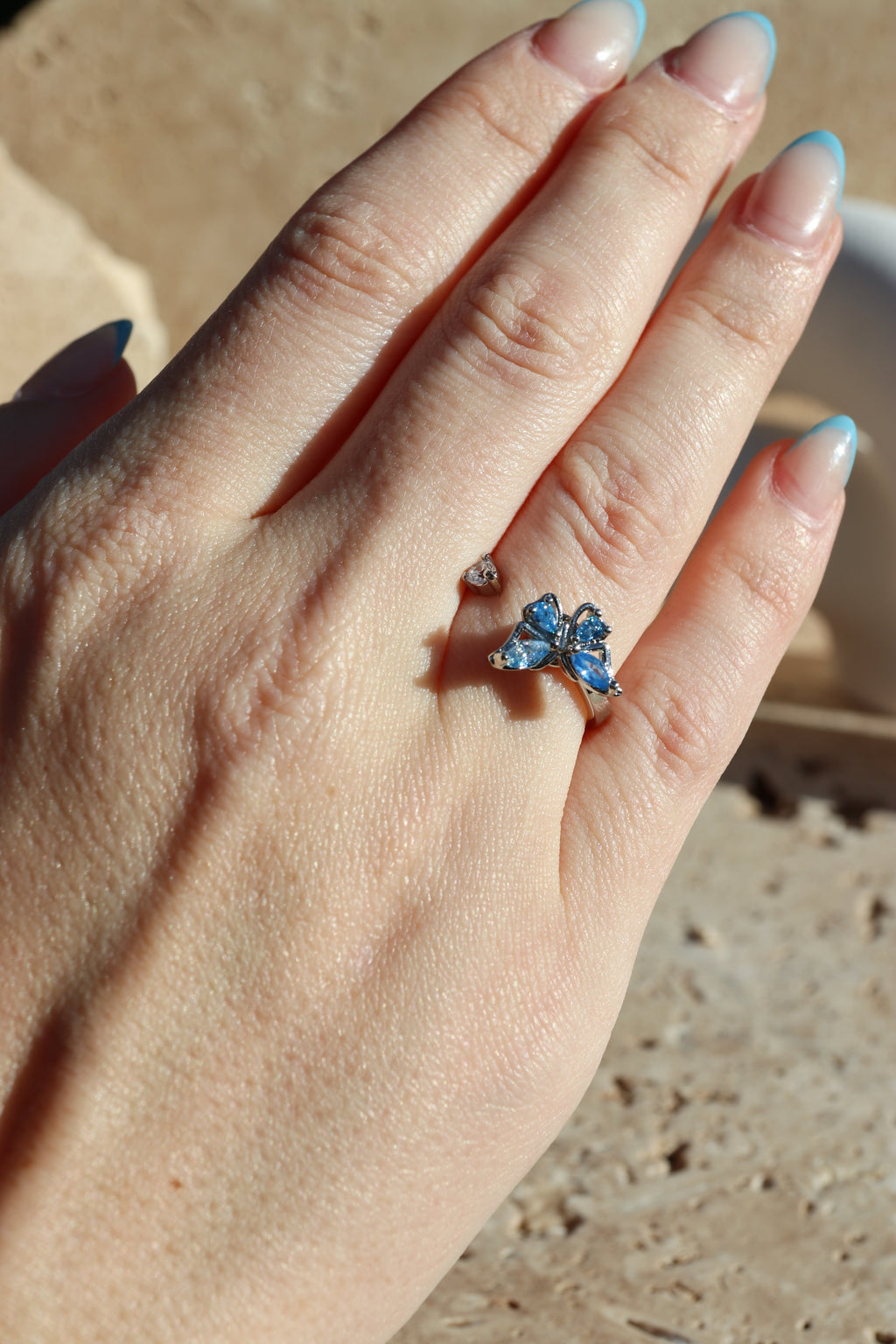 EMMA - Blue Butterfly Spinner Ring