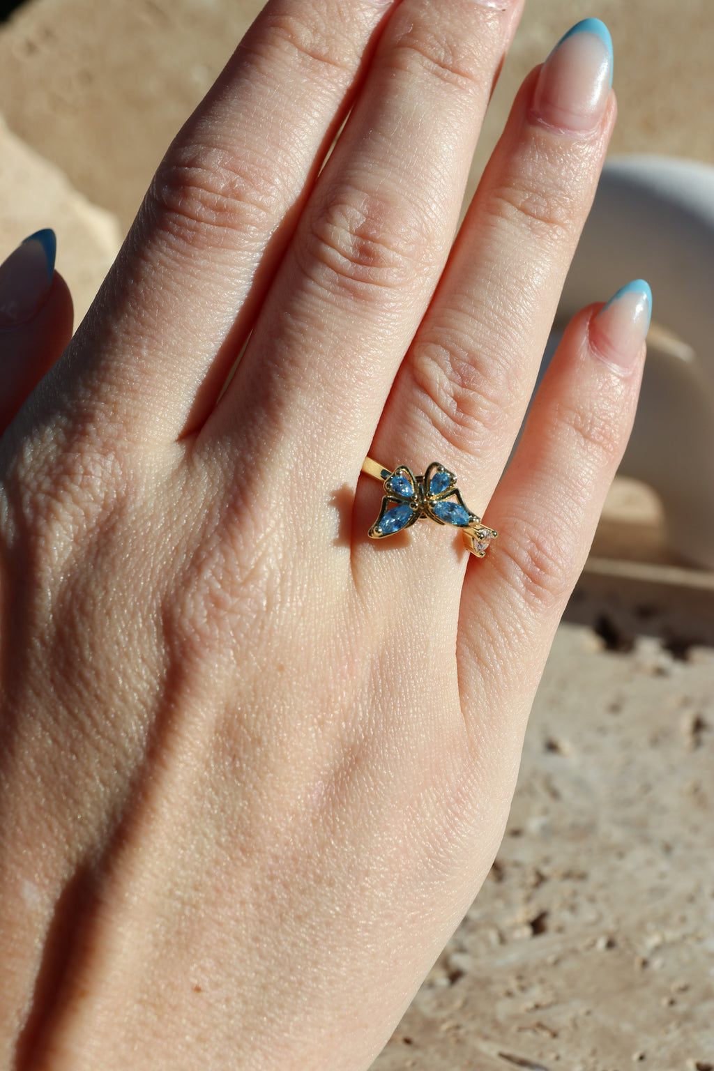EMMA - Blue Butterfly Spinner Ring