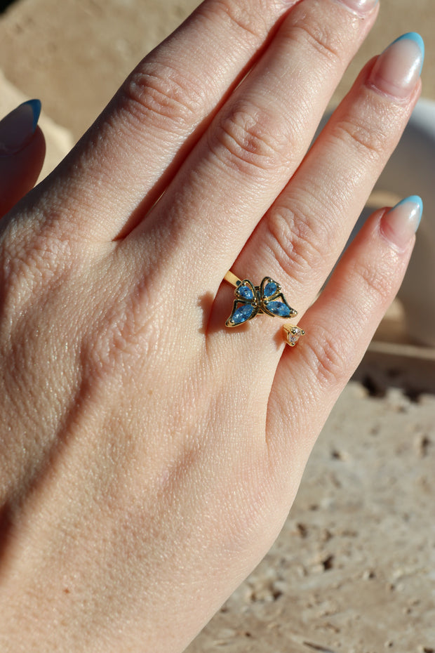 EMMA - Blue Butterfly Spinner Ring
