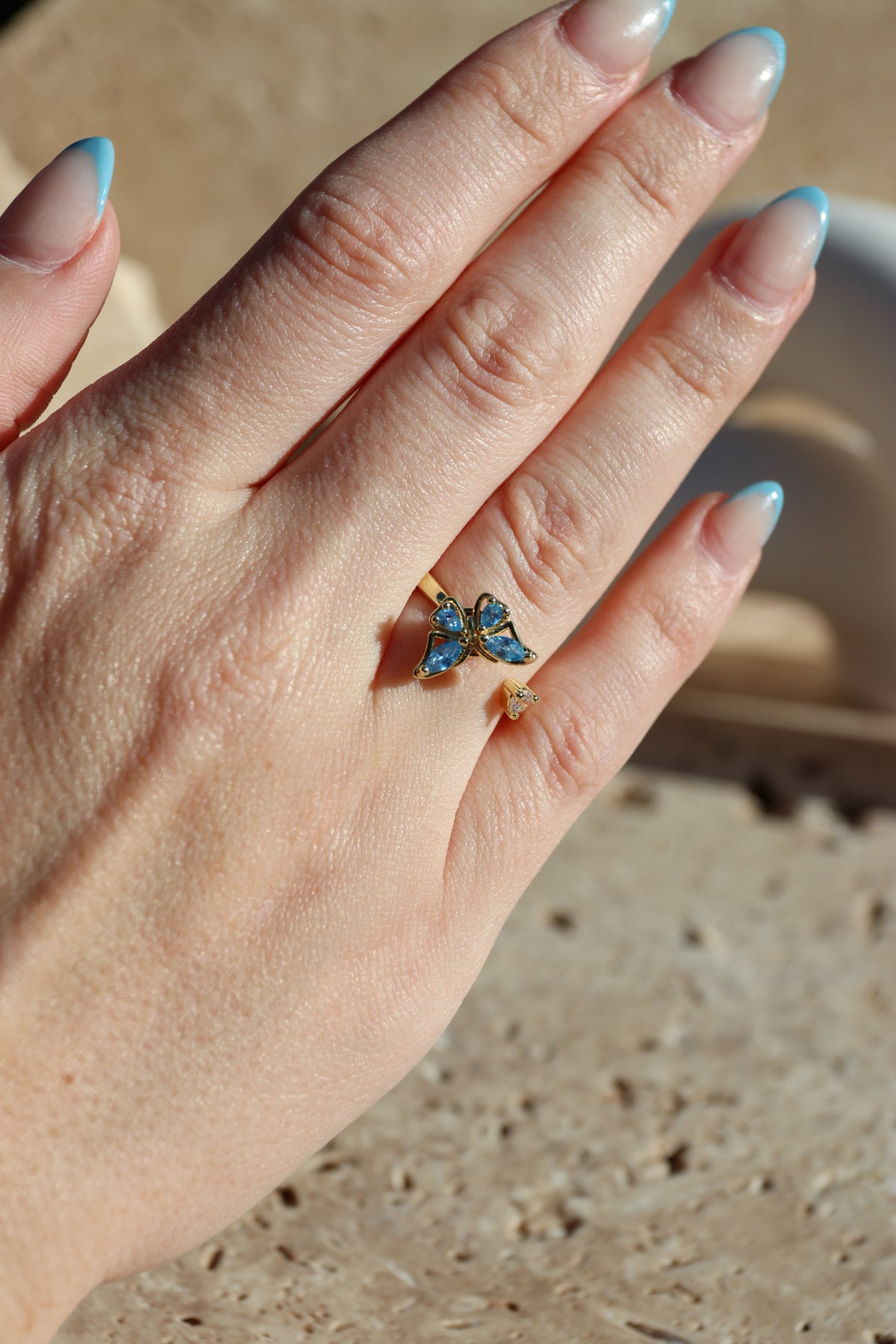 EMMA - Blue Butterfly Spinner Ring