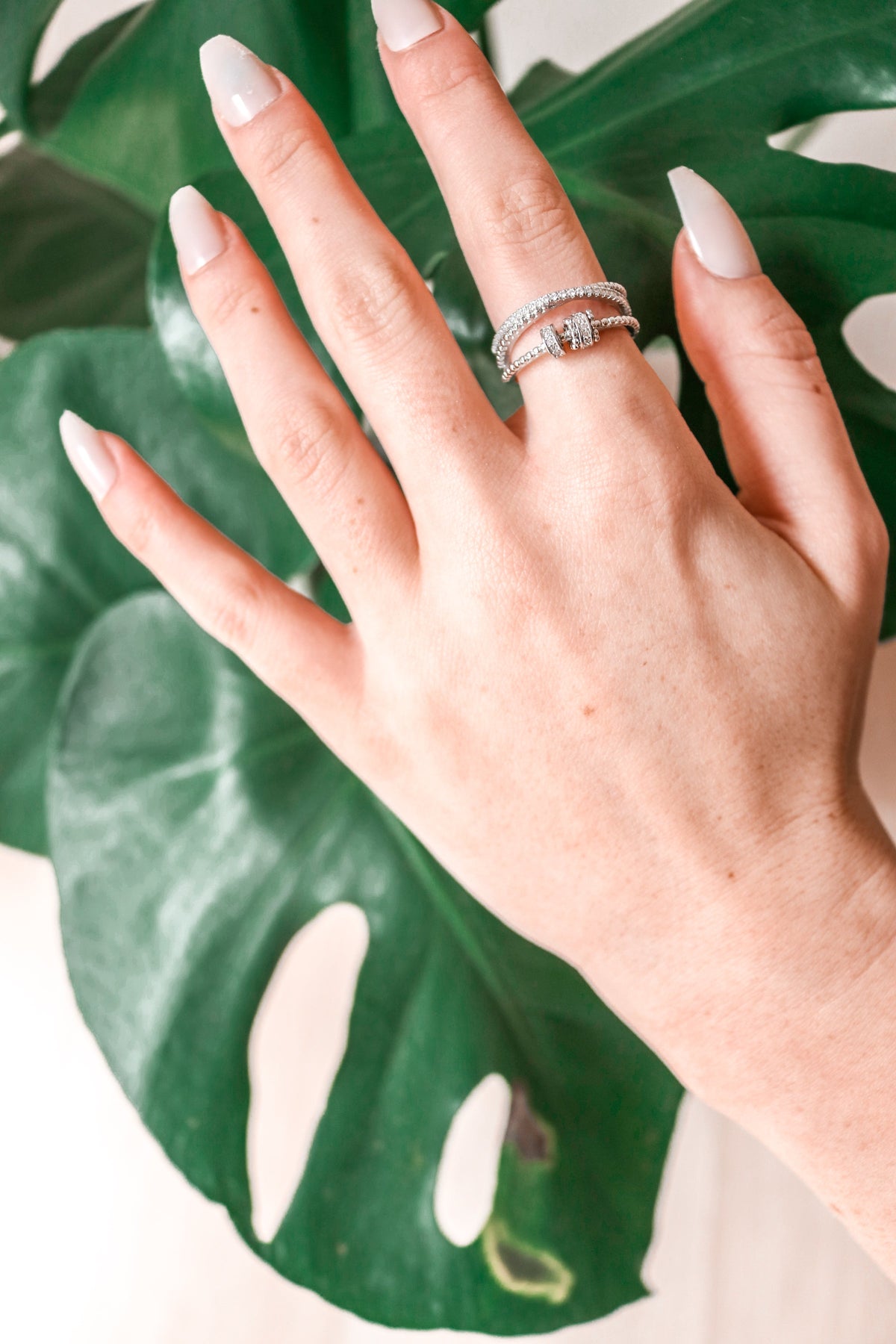 KYLIE S925 Sterling Silver Beaded Ring (SILVER)