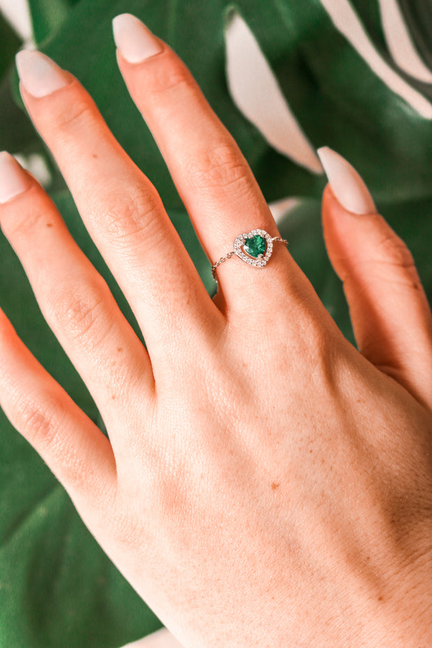 Emerald Enchantment Heart Ring