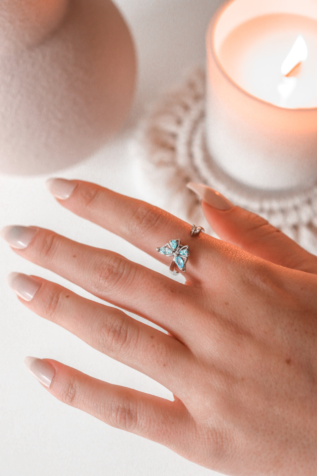 EMMA - Blue Butterfly Spinner Ring